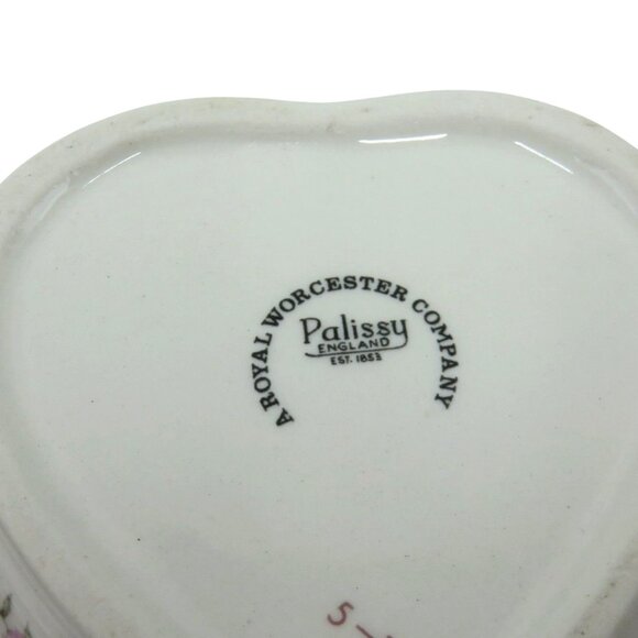 PALISSY England Porcelain Trinket Box Heart-Shaped with Bird Design Vintage - Picture 10 of 10